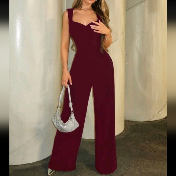 Women's Backless Bow-Tie Jumpsuit, Long Leg Sleeveless Romper - Picture 3 of 4